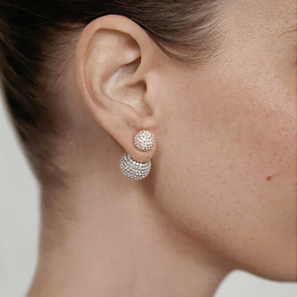 NEW~ Anthropologie Shashi Pavé Double Ball Front-Back Earrings - Picture 9 of 15